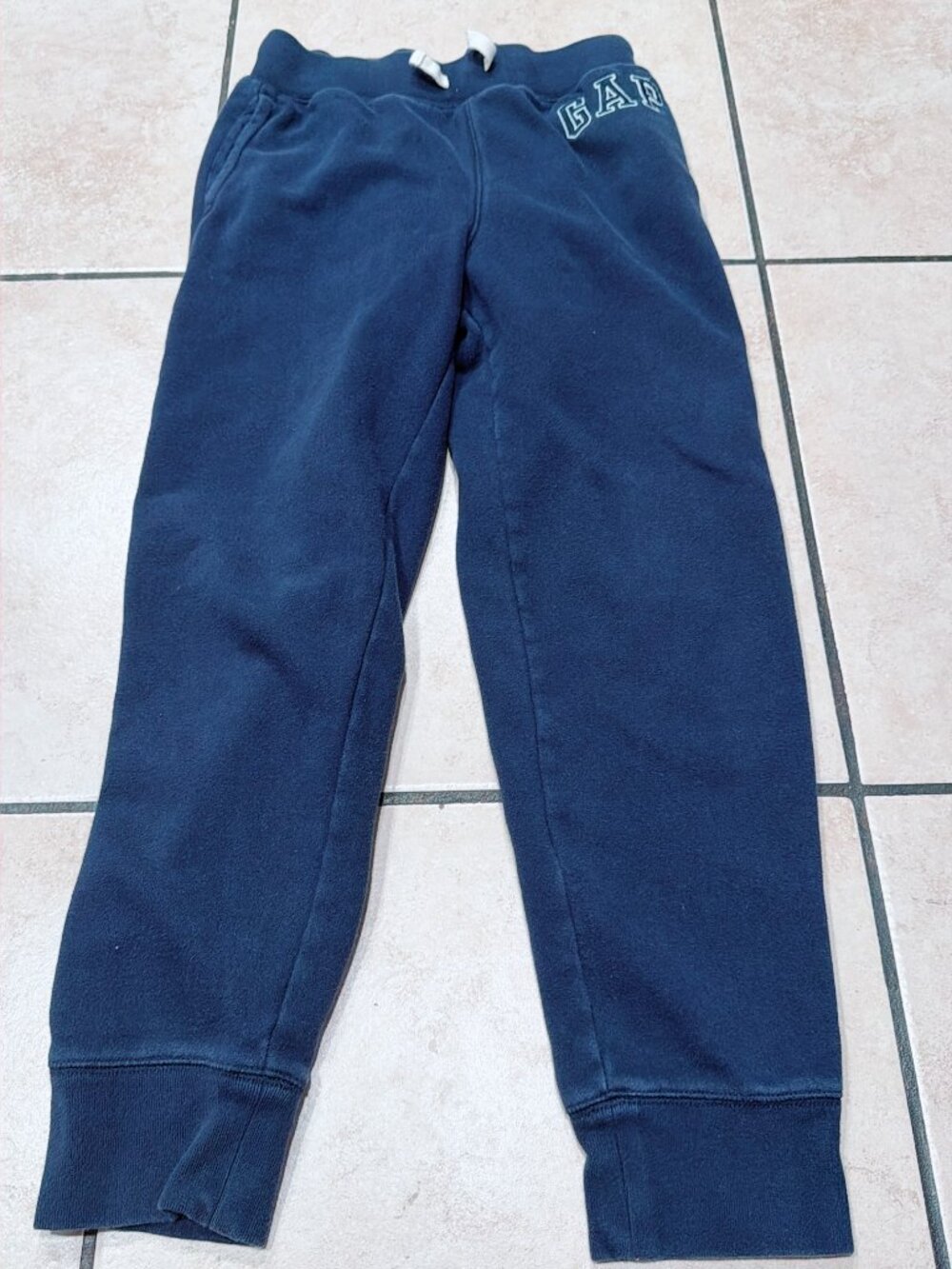 GAP Kids XXL Dark Blue Navy Fleece Sweatpants Logo Arch Spellout Joggers